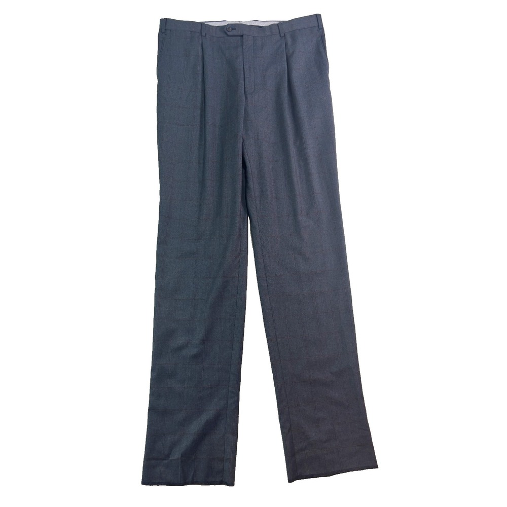 NEW Hart Schaffner Marx 40 40L charcoal windowpane suit‎ pants flannel wool